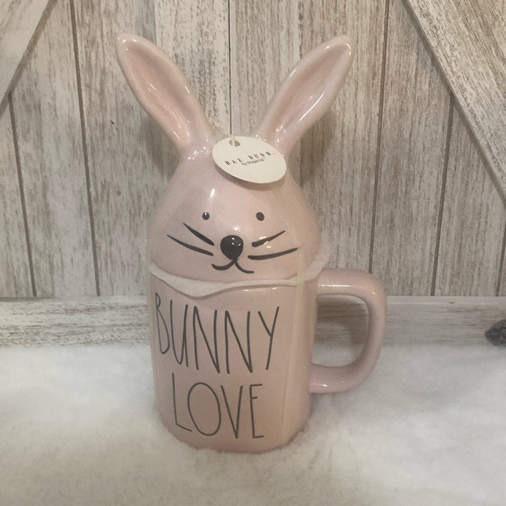 Rae Dunn Bunny Love Mug with Topper